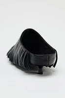 FRINGED LEATHER SLINGBACK