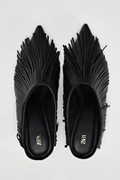 FRINGED LEATHER SLINGBACK