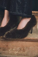 FAUX FUR HEELED SHOES