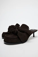 SUEDE BOW HIGH HEEL SHOES