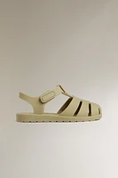 RUBBERIZED CAGE SANDALS WITH HOOK-AND-LOOP STRAP