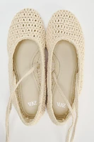 LACE UP CROCHET FLAT