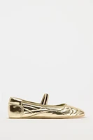 ELASTIC METALLIC LOOK BALLET FLATS