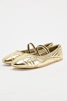 ELASTIC METALLIC LOOK BALLET FLATS