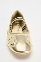 ELASTIC METALLIC LOOK BALLET FLATS