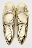 ELASTIC METALLIC LOOK BALLET FLATS