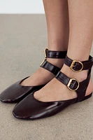 SLINGBACK DOUBLE BUCKLE BALLET FLATS