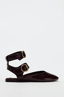 SLINGBACK DOUBLE BUCKLE BALLET FLATS