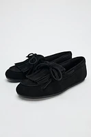 SUEDE LOAFERS WITH FRINGE