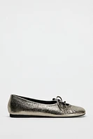 METALLIC BALLET FLATS WITH BOW