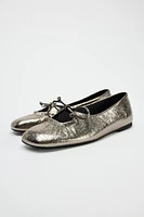 METALLIC BALLET FLATS WITH BOW