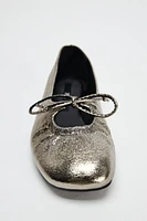 METALLIC BALLET FLATS WITH BOW