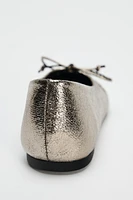 METALLIC BALLET FLATS WITH BOW