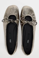 METALLIC BALLET FLATS WITH BOW