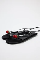 TIED LACE UP FLAT SANDALS