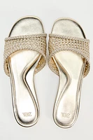 METALLIC WOVEN FLAT SANDALS