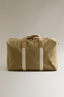 FABRIC SUITCASE WITH LEATHER DETAIL