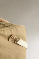 FABRIC SUITCASE WITH LEATHER DETAIL