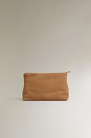 TROUSSE DE TOILETTE CROÛTE DE CUIR FORMAT MOYEN