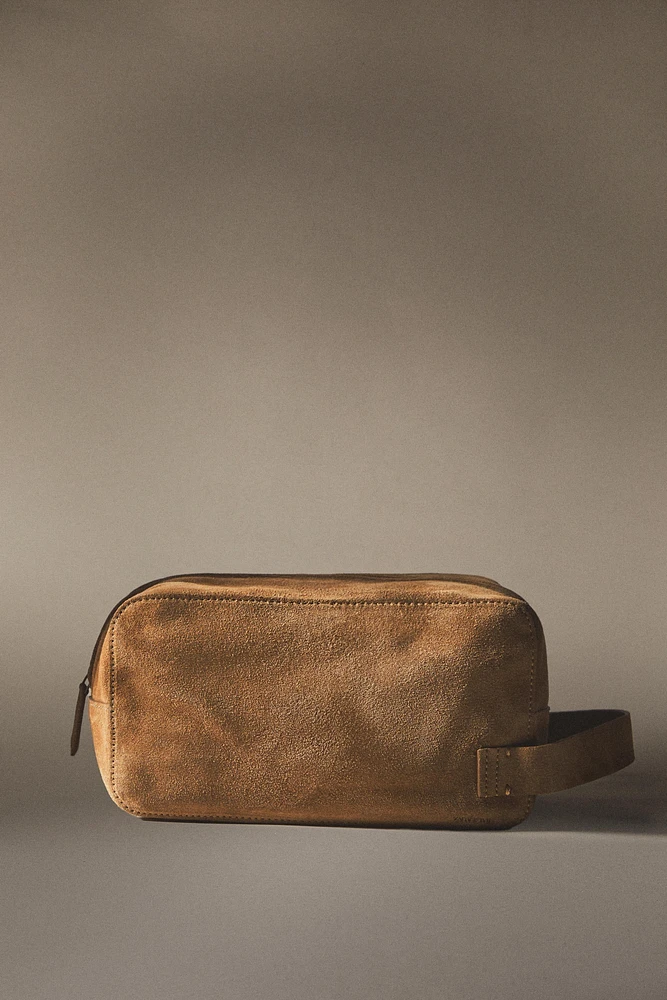 SPLIT LEATHER COSMETIC BAG