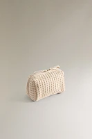 WAFFLE-TEXTURE FABRIC TOILETRY BAG