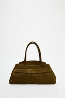 SPLIT LEATHER SHOULDER BAG