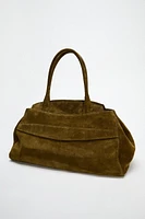 SPLIT LEATHER SHOULDER BAG