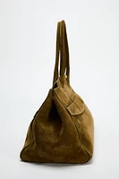 SPLIT LEATHER SHOULDER BAG