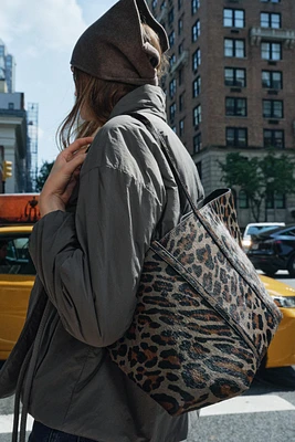 ANIMAL PRINT LEATHER TOTE BAG