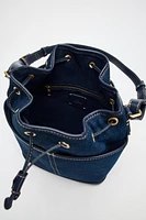 GATHERED DENIM MAXI BUCKET BAG