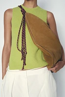 ROPE HANDLE SUEDE SHOULDER BAG