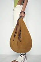 ROPE HANDLE SUEDE SHOULDER BAG