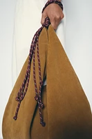 ROPE HANDLE SUEDE SHOULDER BAG