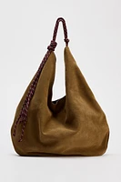 ROPE HANDLE SUEDE SHOULDER BAG