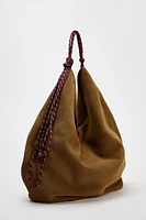 ROPE HANDLE SUEDE SHOULDER BAG