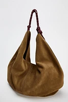 ROPE HANDLE SUEDE SHOULDER BAG