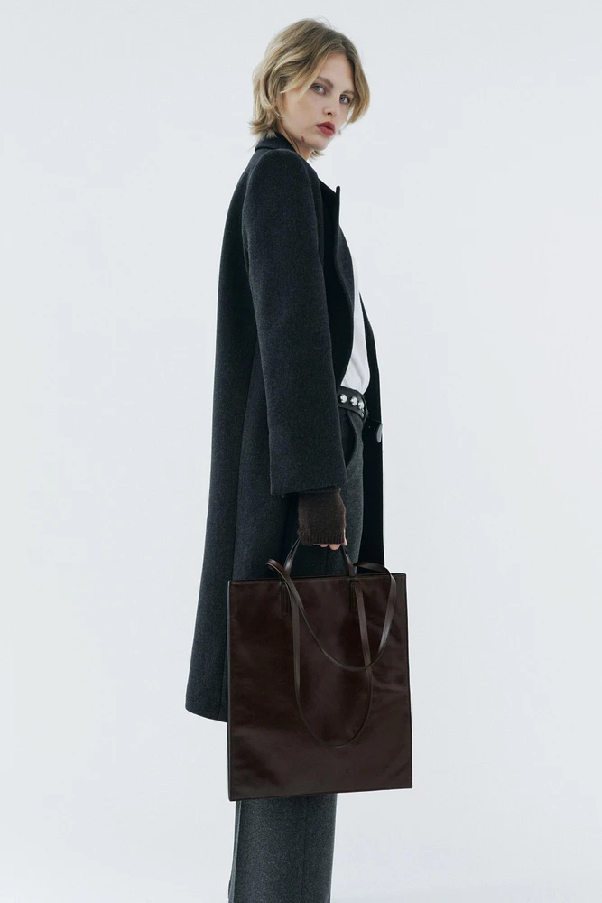 DOUBLE STRAP LEATHER TOTE BAG