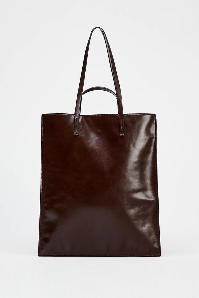 DOUBLE STRAP LEATHER TOTE BAG