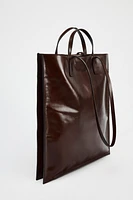 DOUBLE STRAP LEATHER TOTE BAG