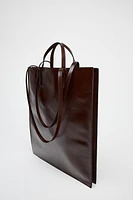 DOUBLE STRAP LEATHER TOTE BAG