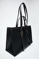 TOPSTITCHED TOTE BAG