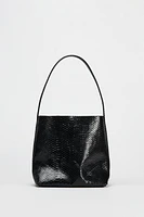 EMBOSSED LEATHER BUCKET BAG