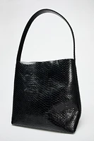 EMBOSSED LEATHER BUCKET BAG