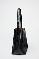 EMBOSSED LEATHER BUCKET BAG