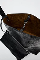 EMBOSSED LEATHER BUCKET BAG