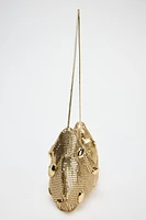 BEADED MINI MESH METALLIC BAG