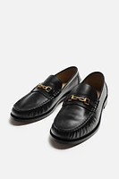 METAL TRIM LEATHER LOAFERS