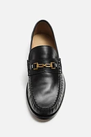 METAL TRIM LEATHER LOAFERS