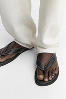 LEATHER SANDALS WITH TOPSTITCHING