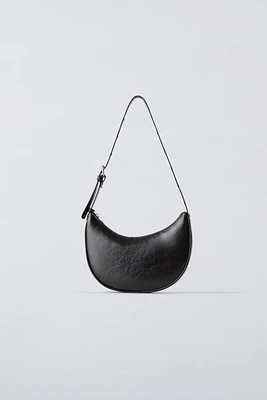 FAUX PATENT LEATHER SHOULDER BAG